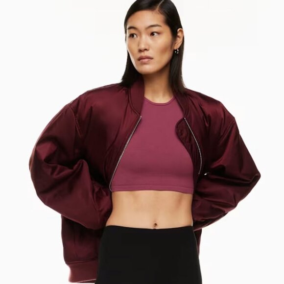 Babaton Sculpt Knit Racer Cropped Tank Ribbed Scarlet Red XL - Picture 2 of 11